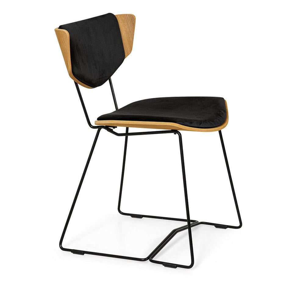 Designer-Stuhl RON - mit Stoffbezug (gebeizt)